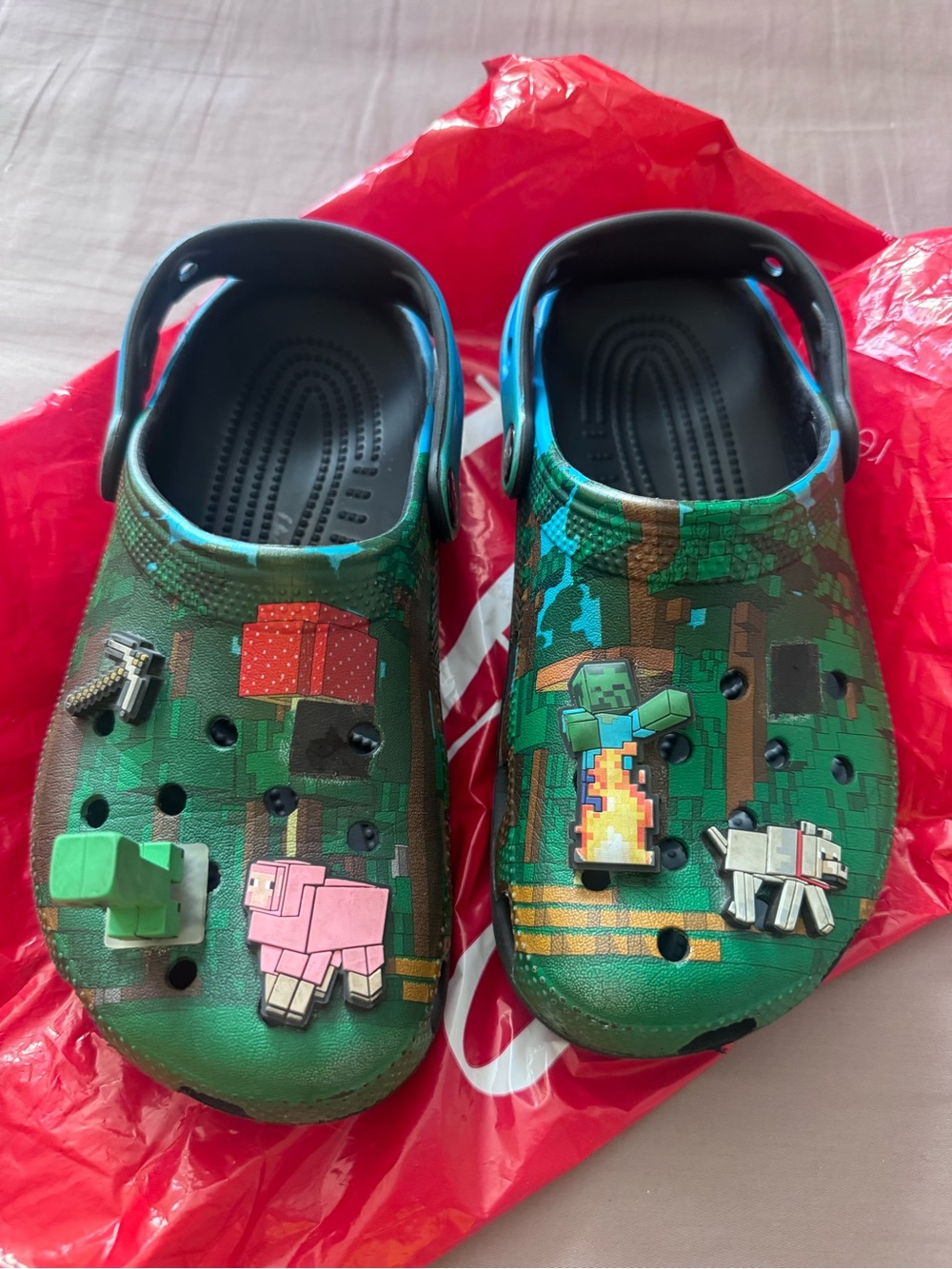 CROCS Minecraft Kids Green Pixel Sandals Summer Pairs Clogs